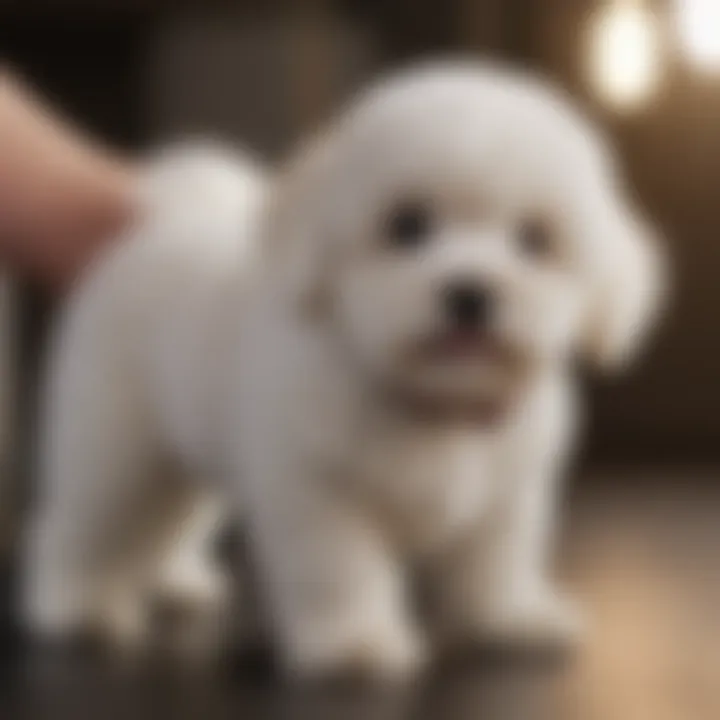 Bichon puppies receiving veterinary care