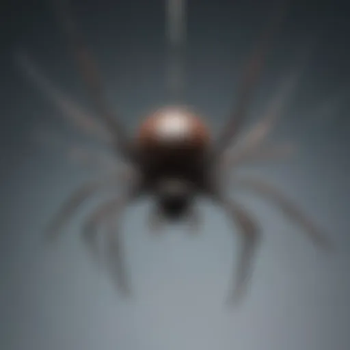 A flying spider gliding through the air using its silk