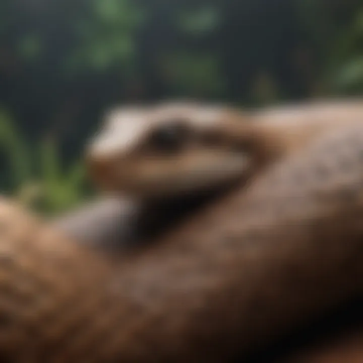 Close-up of a snake utilizing a humid hide