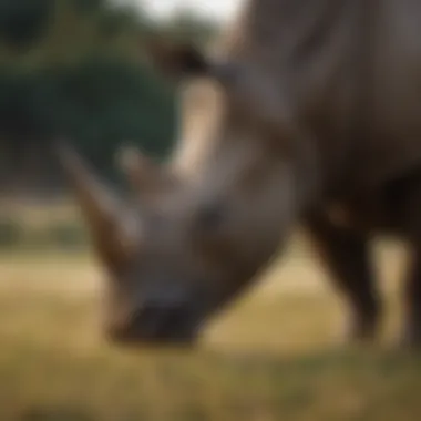 Stately Rhinoceros Grazing Stately rhinoceros grazing in the grasslands