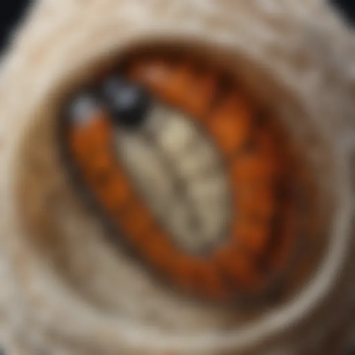 A close-up view of a butterfly cocoon highlighting its intricate texture