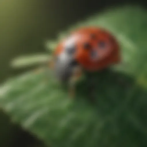 Close-up of a ladybug on a leaf showcasing its vibrant colors and spots