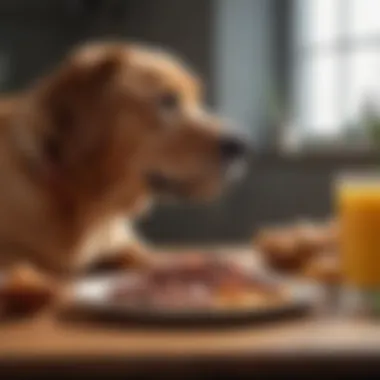 A dog enjoying a balanced meal featuring beef as the main protein source