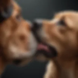 A dog gently licking its owner's hand as a sign of affection