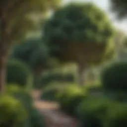 Lush evergreen privacy trees forming a natural barrier in a garden