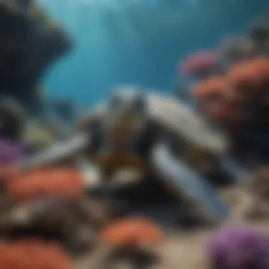 Coral Reef Ecosystem with Sea Turtles A vibrant coral reef ecosystem with sea turtles