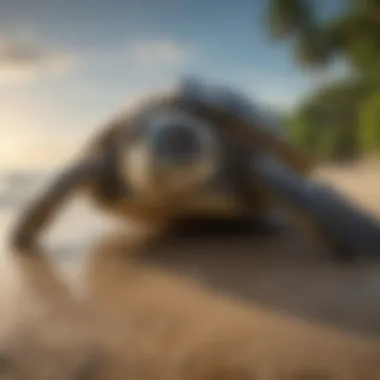 Threats to Sea Turtle Populations Illustration showing threats to sea turtle populations