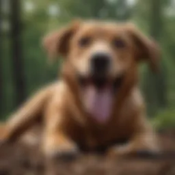 A joyful dog enjoying a Good Lovin dog bone