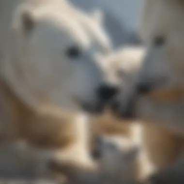 Nurturing Behavior in Polar Bears Polar bear mother and cubs demonstrating nurturing behavior