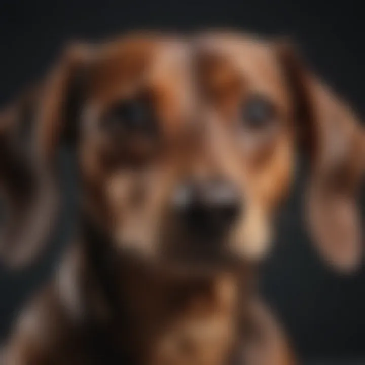 A close-up of a dachshund's expressive face