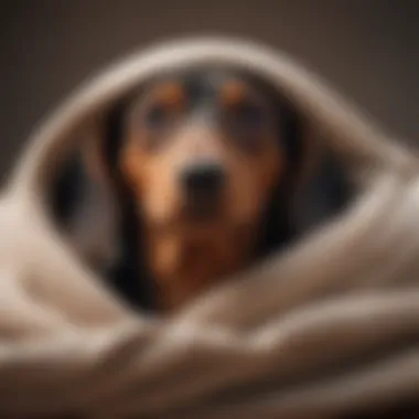 A dachshund snuggled in a cozy blanket