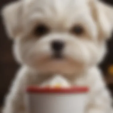 A close-up of a Toy Cup Maltese's face, highlighting its expressive eyes and charming demeanor.