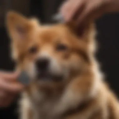 Close-up of dog fur being trimmed with a professional trimmer