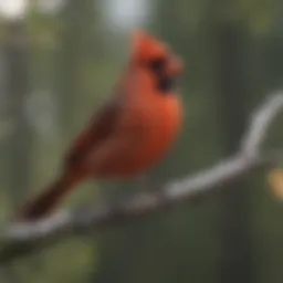 Northern Cardinal perched on a branch singing