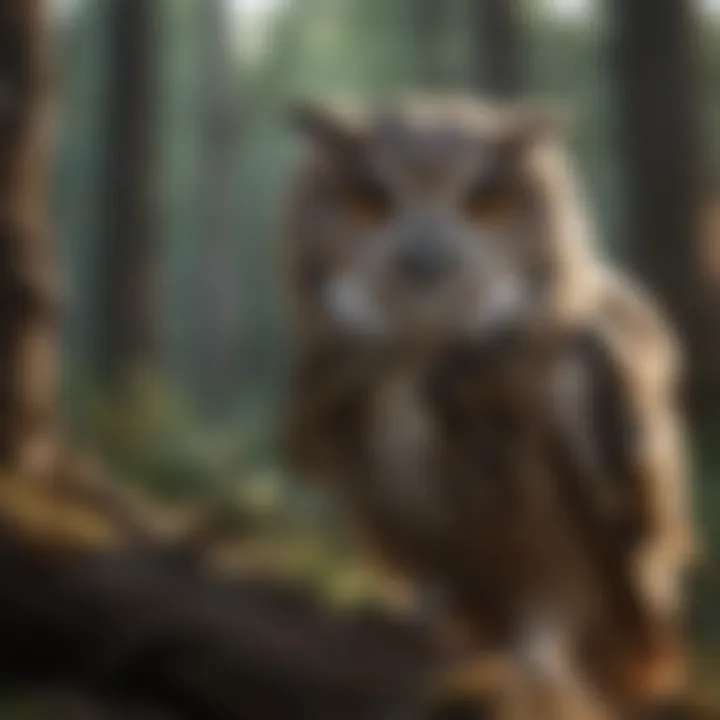 An owl in mid-call, showcasing its open beak.