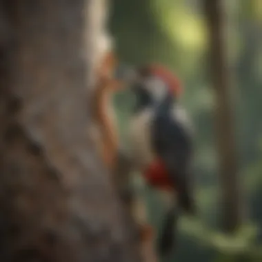 Social Interactions Among Woodpeckers Woodpeckers in their natural habitat, displaying their social interactions.