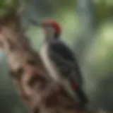 A vibrant woodpecker perched on a tree branch, showcasing its striking plumage.