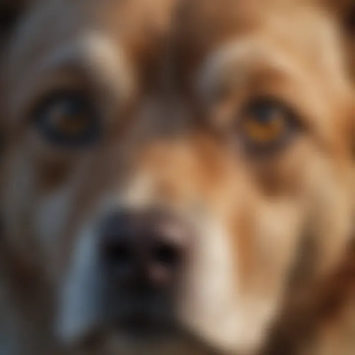 A close-up of an old dog's face showcasing its wisdom and character.