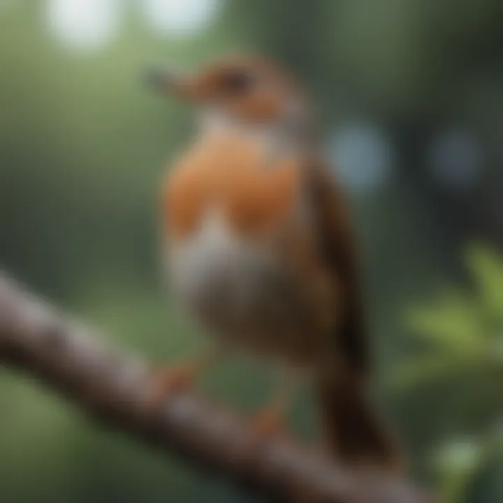 Thrush bird perched on a branch in its natural habitat