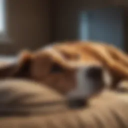 Dog resting comfortably after TPLO surgery