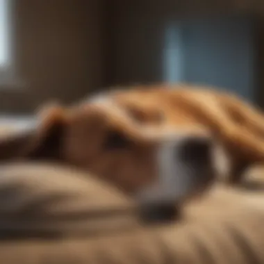 Dog resting comfortably after TPLO surgery