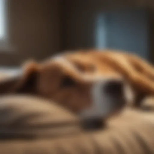 Dog resting comfortably after TPLO surgery