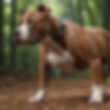 A focused Pitbull Terrier engaged in training exercises