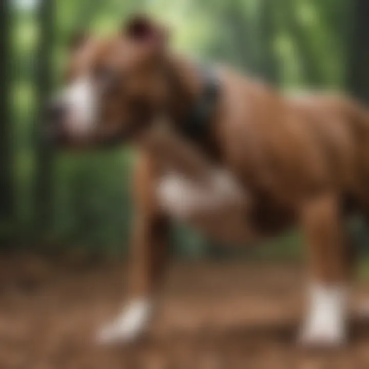 A focused Pitbull Terrier engaged in training exercises