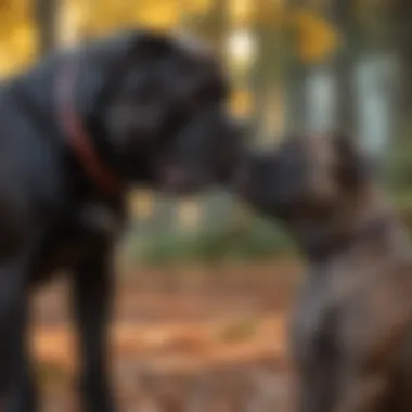 Cane Corso socializing with other dogs