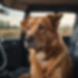 Large dog comfortably seated in a car during a road trip