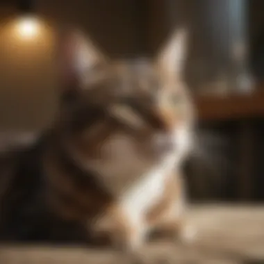 A selection of flea treatment products for cats, including topical solutions and collars.