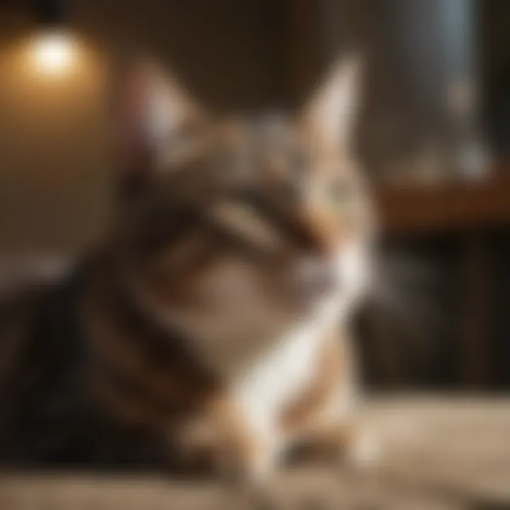A selection of flea treatment products for cats, including topical solutions and collars.