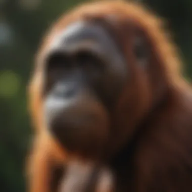 Bornean orangutan displaying its distinctive features