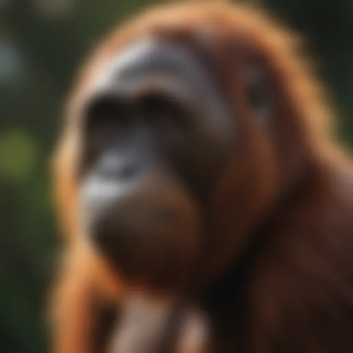 Bornean orangutan displaying its distinctive features