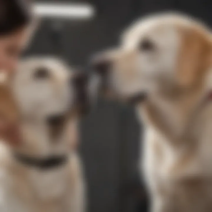 Veterinarian examining a Labrador Retriever for skin issues