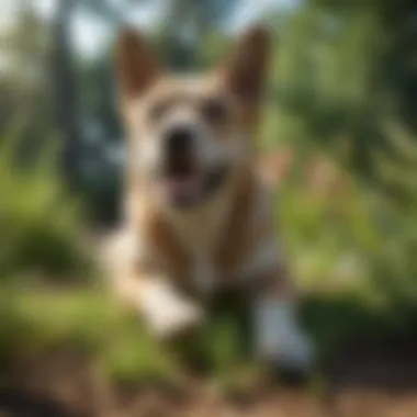 Happy dog playing on a patch of Amazon Dog Grass