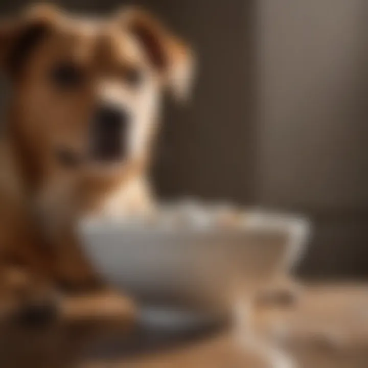 Bowl of antifungal medication for treating dogs