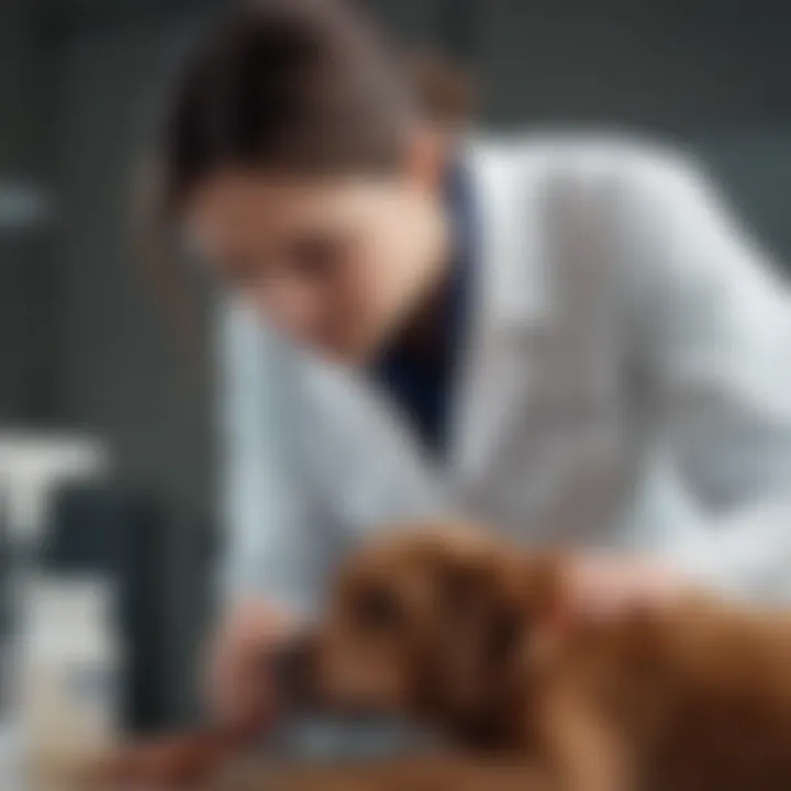 Veterinarian examining a dog for ringworm symptoms