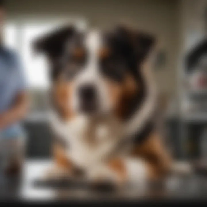 A veterinarian examining an Australian Shepherd, highlighting the importance of regular health check-ups.
