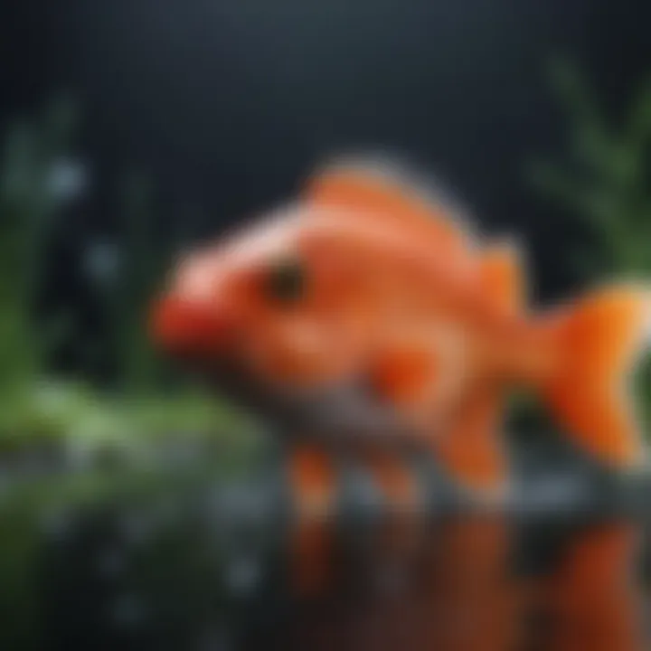 Close-up of a Little Live Pets fish displaying unusual behavior
