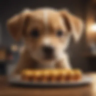 Happy Puppy with Nutritious Food Small puppy enjoying a meal