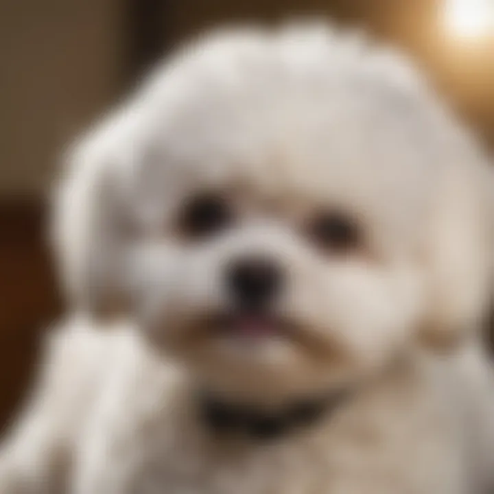 Close-up of a Bichon Poo's fluffy coat showcasing its grooming needs