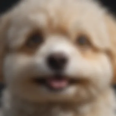 Close-up of a Bichonpoo's face, highlighting its expressive eyes and adorable features.
