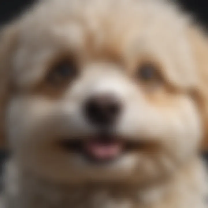 Close-up of a Bichonpoo's face, highlighting its expressive eyes and adorable features.