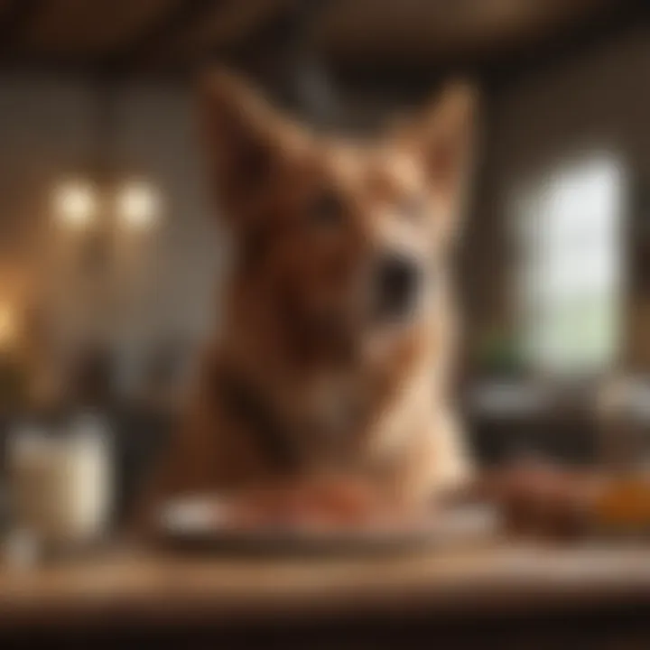 Healthy dog enjoying a balanced meal
