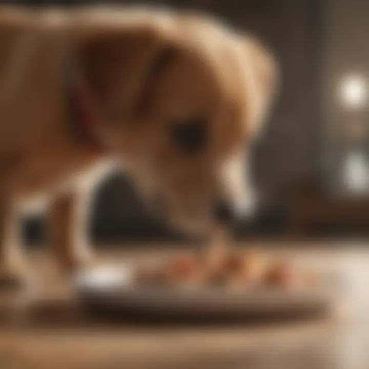 Puppy eating a balanced meal