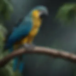 Blue Amazon Parrot perched on a branch showcasing its vibrant plumage