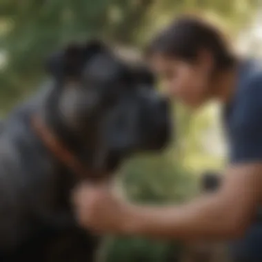 Positive Interaction with Cane Corso Cane Corso interacting positively with its owner