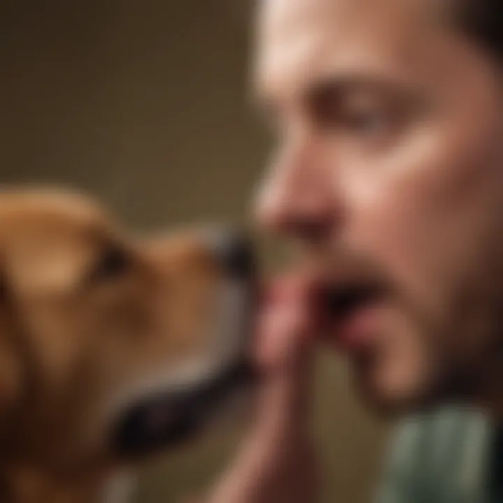 A veterinarian examining a dog's skin, highlighting potential health concerns related to excessive licking