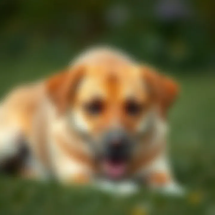 A dog looking uncomfortable